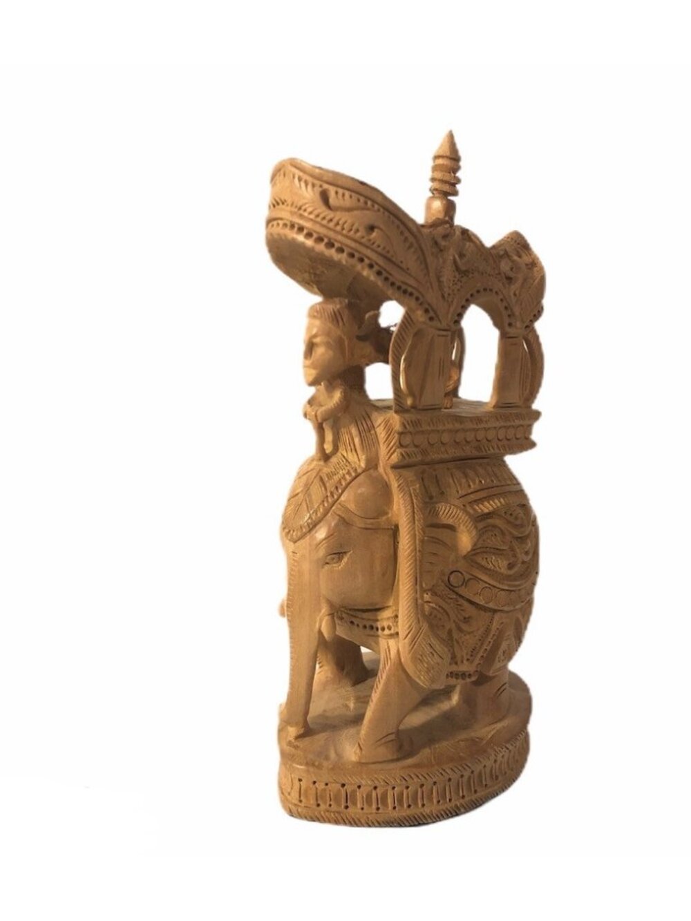 India Hindu Carved Wood Sculpture Elephant Procession Carriage Figurine Wooden